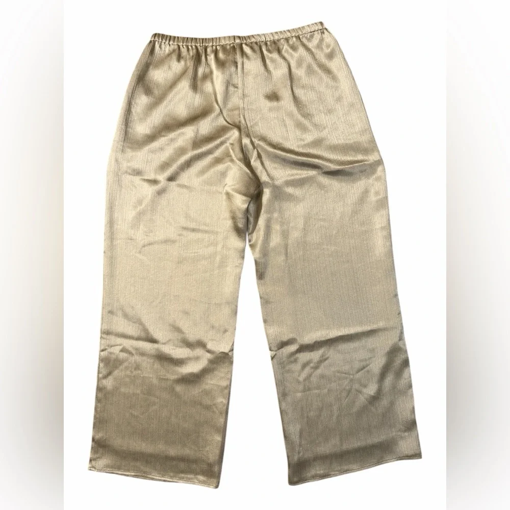 A&F Gold Metallic Pleated Wide Leg Pants L | Holiday Party NYE Outfit - Picture 7 of 13